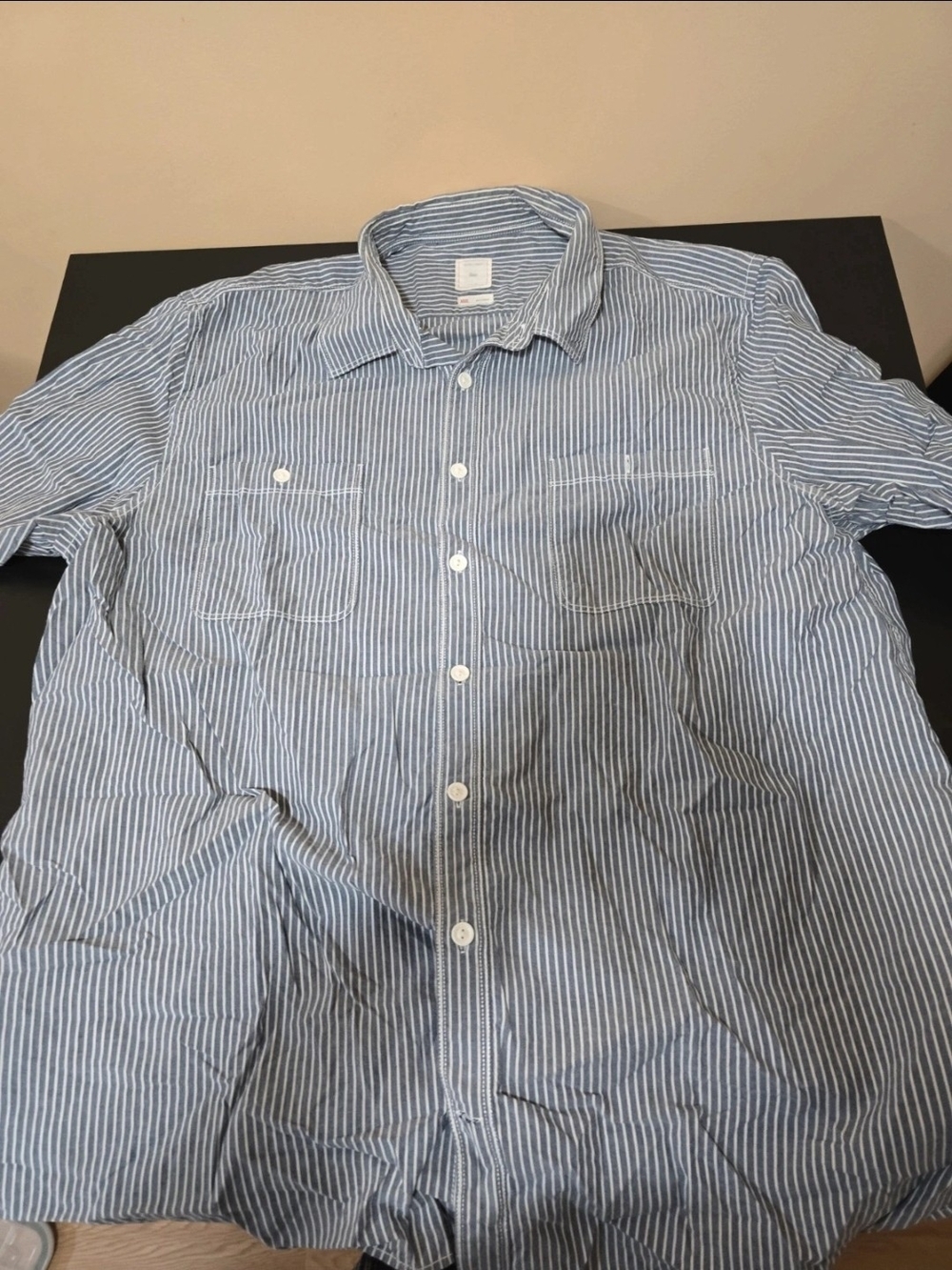 Gap Men's XXXL Grey White Vertical Stripe 100% Cotton Button Down Shirt